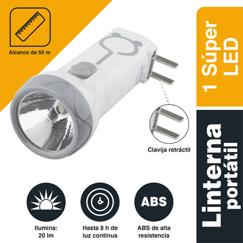 Linterna Recargable Sanelec Portátil Super Led 50m Alcance Blanco