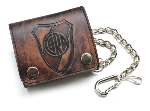 Billetera De Cuero - Biker Wallet - River Plate + Cadena