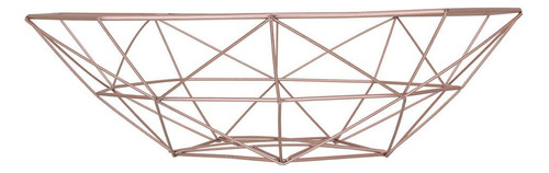 Centro De Mesa Fruteira Em Metal Rosé 11x40x40cm Decor