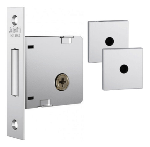 Fechadura Auxiliar Trava Stam 1004 Inox Cromado Com 4 Chaves