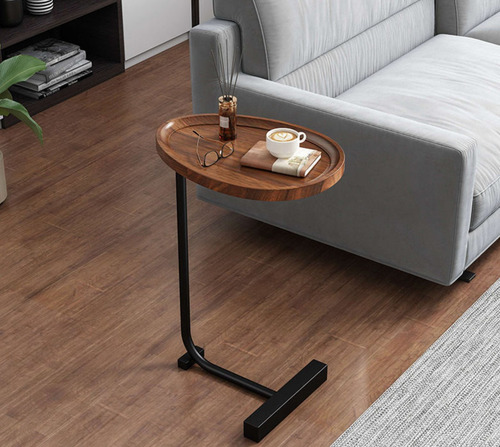 Mesa De Centro Lateral Living Vanguardia Madera Nactural Color Transparente