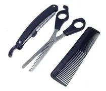 Comprar Set Peluquería Tijera Peine Navaja Afeitar Hojilla Barberia