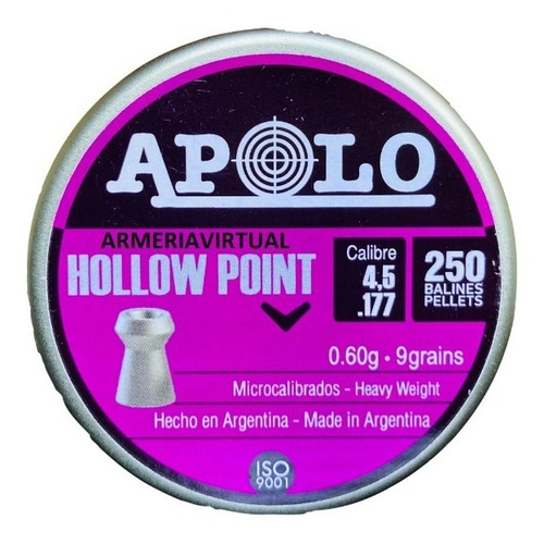 Postones Apolo Hollow Point 4.5 Mm  / Armería Virtual