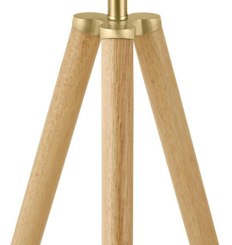 Lámpara De Pie Trípode De Madera Natural 154 Cm Con Pantalla Pantalla Blanco