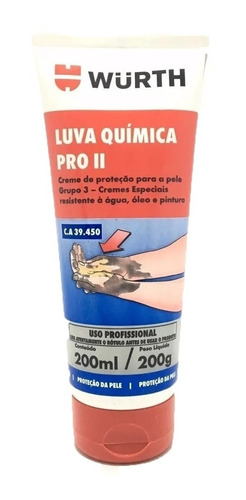 Luva Química Pro Ll Creme Proteção Pele Wurth 200g Bossoni