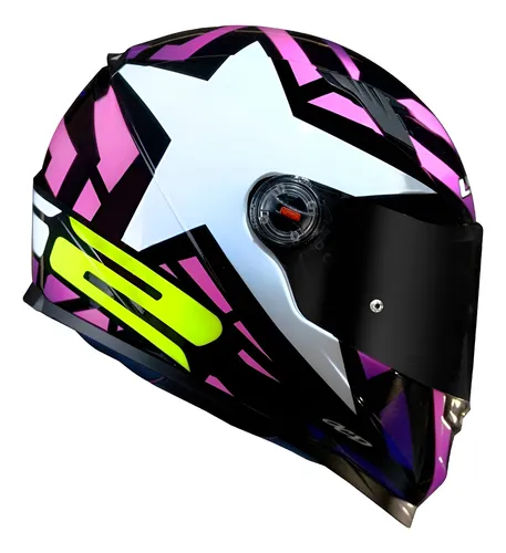 Capacete Ls2 Classic Ff358 Starwar Black Pink Integral Moto Capacete Ls2 Classic Ff358 Starwar Black Pink Integral Moto
