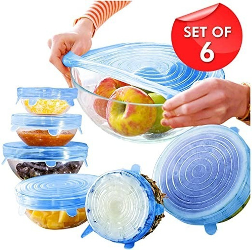 Tapas De Silicona Pack De 6 Reutilizables Alimentos Frescos