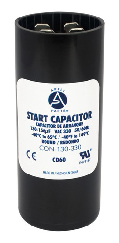 Condensador/ Capacitor De Arranque  130-156 Mfd 330v