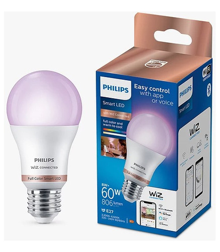 Lámpara Led Bulbo Color E27 Wifi 8w Philips Smart Rgbw
