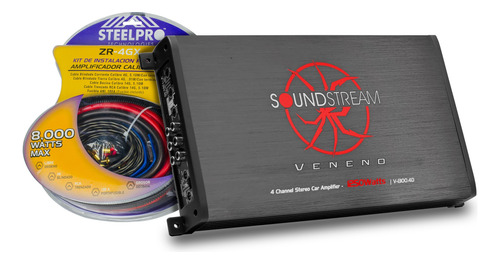 Kit Amplificador 4 Ch Vn-1300.4d + Kit De Cables Soundstream