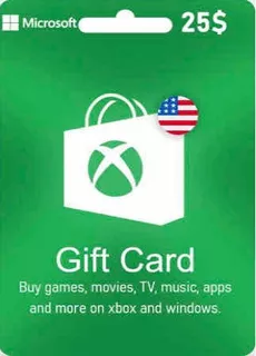 Tarjeta Xbox Gift Card Prepago Xbox One S X Series Us$25