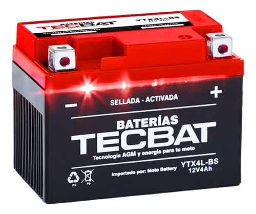 Bateria Tecbat Ytx4l-bs Para Ct100 Cgl125 Ybr125