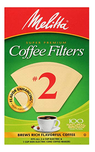 Filtros De Café Melitta #2, Marrón Natural, 100 Unidades