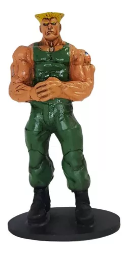 Estátua Guile Em Resina Realista 18cm Altura Street Fighter