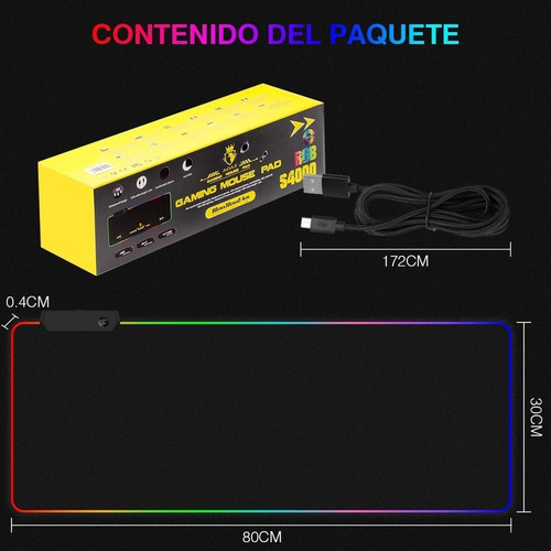 Alfombrilla De Ratón Gamer Rgb Luz Led Lonk 80x30cm Alfombri