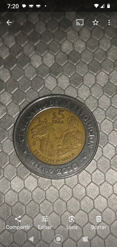 Moneda $5 Francisco Villa Centenario Revolución 2010