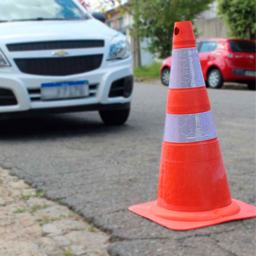 12 Cone Flexível Faixa Refletiva 75cm Segurança Sinalização