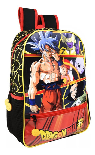 Mochila Dragon Ball Super Goku Jiren Freezer Y Androide 17 Dbs Color Negro Diseño de la tela Negro