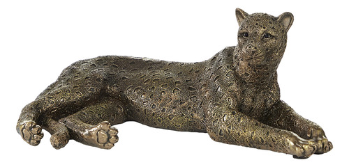 Deco 79 Escultura Leopardo Polipiedra 13 X 8 5  Dorado