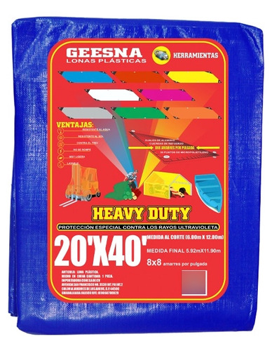 Lona Geesna Ligera 20x40 Ft (6 X 12 Mts)