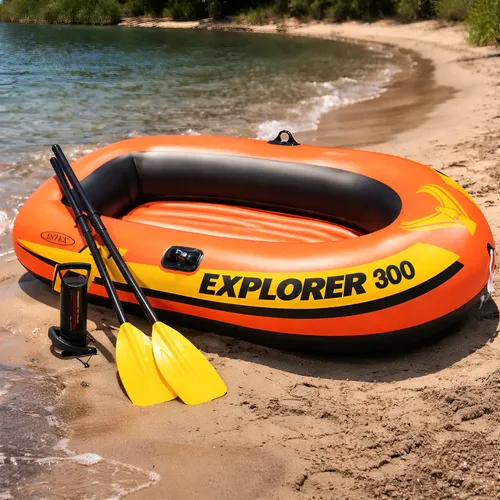 Bote Explorer 300 Intex + Bomba Manual E Remos Suporta 186kg Laranja
