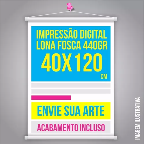 Mini Banner 440g - Produção 24h (SP Capital) 20x30 cm Lona 440g 4x0 (Frente  colorido) Bastão e Cordão - Mediatall Gráfica Ltda.