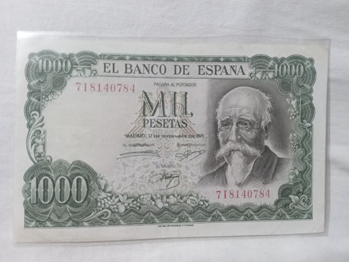 Billete De España 1000 Pesetas Del Año 1971 Sin Letra Serie
