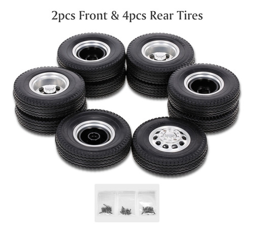 Neumáticos 6 Piezas 1/14 Tamiya Con Rueda Trasera De Camión