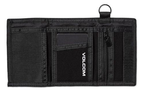 Cartera Volcom Wallet Blk Color Negro Diseño De La Tela Liso
