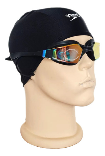 Lentes De Natación Espejado Filtro Uv Y Antifog +gorra Licra