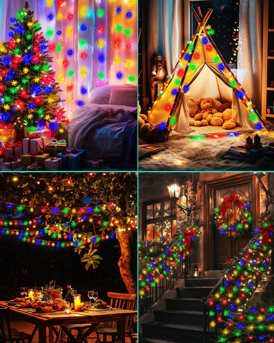 Luces De Cuerda De Copo De Nieve De Navidad Al Aire Libre, 2
