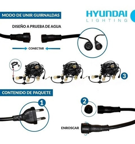 Imagen 2 de 10 de Guirnalda Luces Exterior Terraza Ampolletas Incluidas 10 Mts