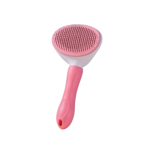 Cepillo Ergonomico Para Mascotas Rosado (con Boton)