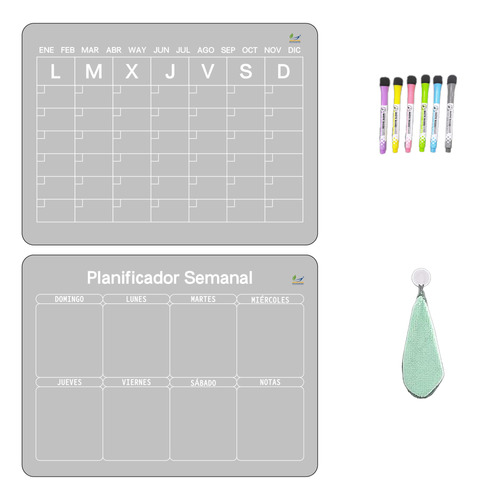 Set 2 Planificadores Calendario Magnético Accesorios Acrílic