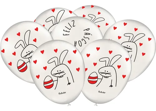 Globo de Feliz Pascua - Flork Meme - Bento Coelho - 25 unidades