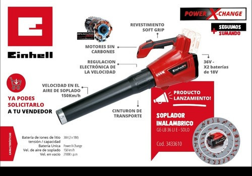 Sopladora De Hojas Inalambrica Einhell Ge-lb 36 Li E - Solo