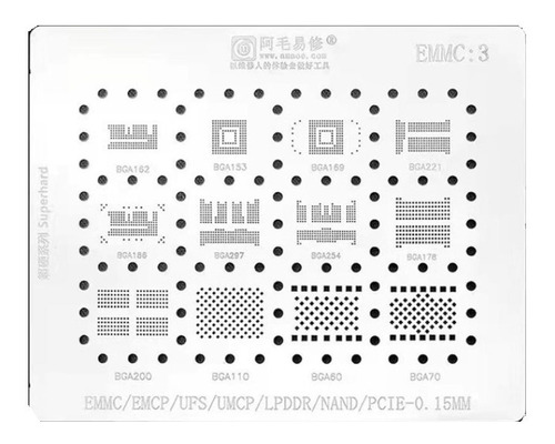 Stencil Bga 162 153 169 221 186 297 254 178 200 110 Emmc 