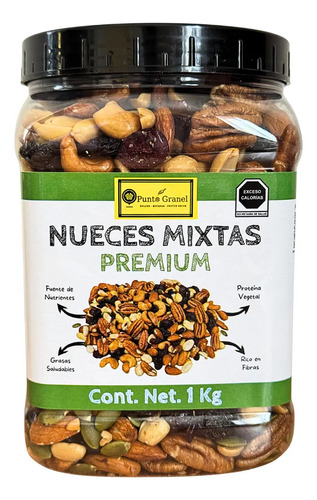 Punto Granel Nueces Mixtas Premium 1kg - Mix Frutos Secos, Nueces, Almendras, Anacardos, Cacahuates, Uvas, Arándanos, Pepitas de Calabaza