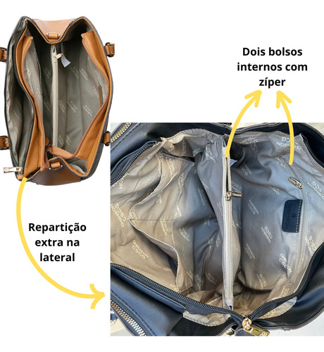 Bolsa Grande Para Trabalhar Transversal Mão Estruturada De Couro PU Cor Preta Elegante