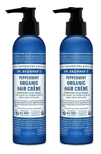 Crema De Pelo Orgánica Del Dr. Bronner - Menta. 6 Oz (2 Pack