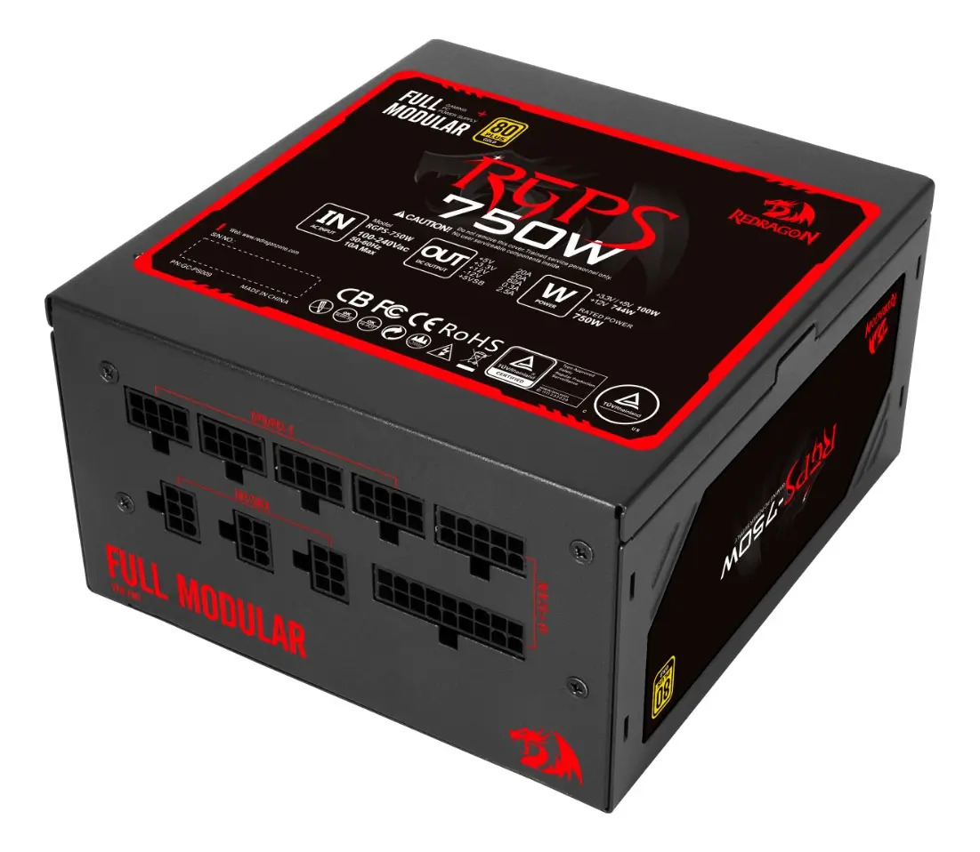 Fonte Redragon Rgps 750w 80 Plus Gold Full Modular Cor Preto