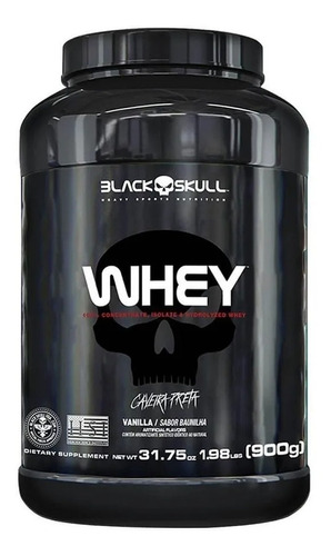 Black Skull  Caveira Preta Whey proteínas Whey sabor  baunilha em pote de 900g