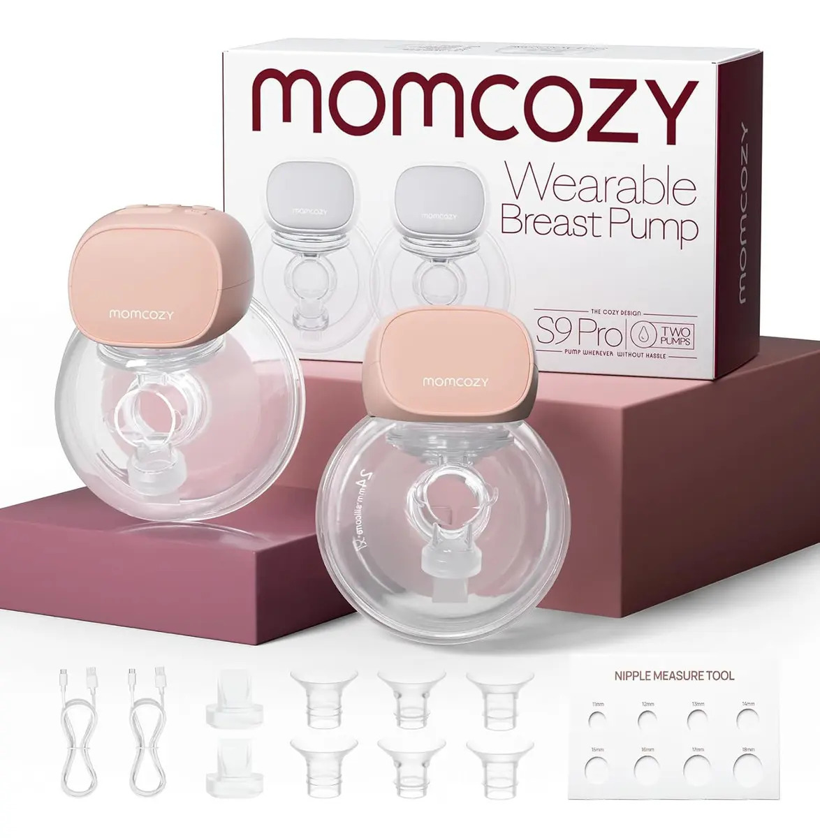 Momcozy S9 Pro Extractor De Leche Eléctrico Portátil 24mm Rosa Paquete de 2