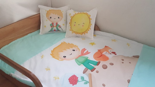 Set Acolchado + 2 Almohadones Cuna Bebe Linea Acuarela
