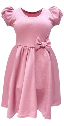 Vestido Infantil Rodado Princesa Manga Fofa Franzido Laço