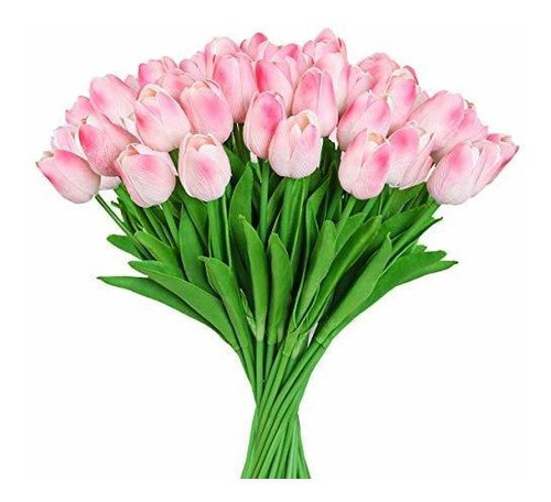 Hawesome 30pcs Tulipanes De Latex Artificiales Flores Tallo