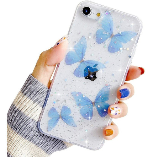 Funda Transparente Para iPhone 6/6s Con Diseno De Mariposas