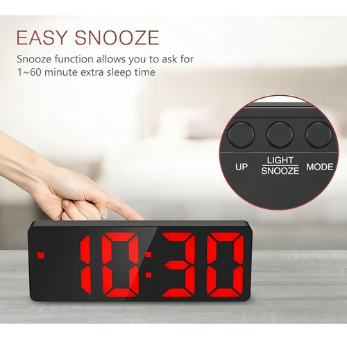 Reloj De Mesa Despertador Digital Gh0712l Reloj Color Negro