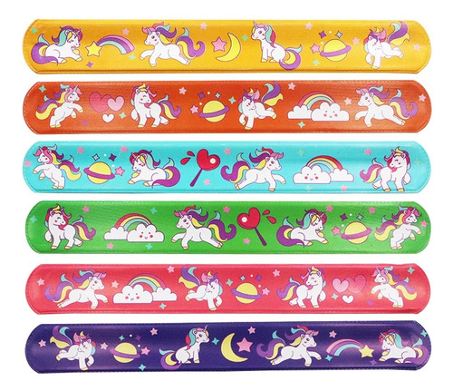 Set 12 Brazaletes Pulceras Cotillón De Cumpleaños Unicornios