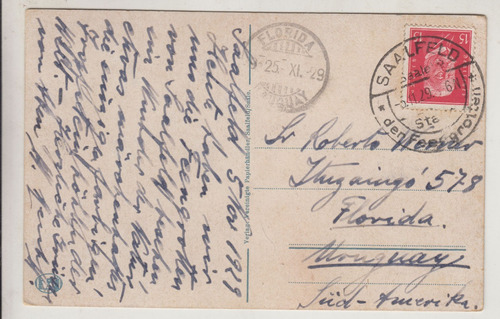 1929 Postal Cursada De Saalfeld Alemania A Florida Uruguay